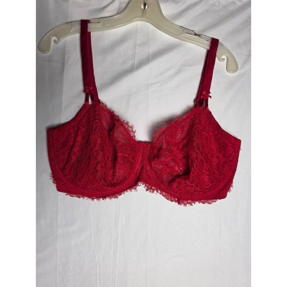 Victorias Secret Dream Angels Red Lace Unlined Push Up Bra 38G 402667-KK4